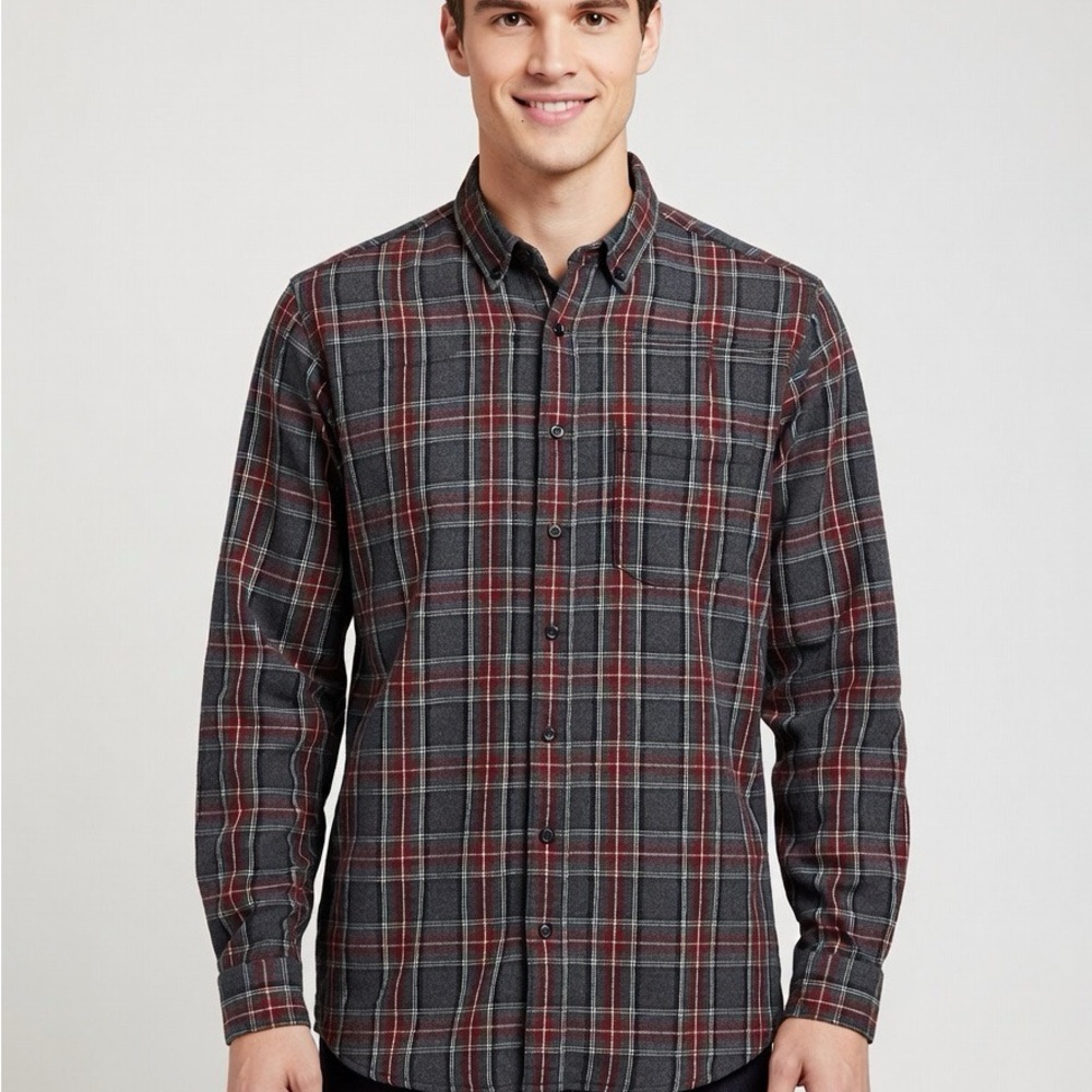 L.L. Bean Men’s Scotch Plaid Flannel Shirt XL Tall Slightly Fitted Tartan